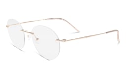 Shop Calvin Klein Unisex Rimless Round Eyeglasses in Nude online.
