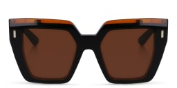 Shop Calvin Klein Oversized Square Sunglasses in Black/Brown online.