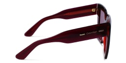 Shop Calvin Klein Oversized Square Sunglasses in Red online.