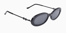 Shop Karen Wazen Olivia Oval Sunglasses in Black online.