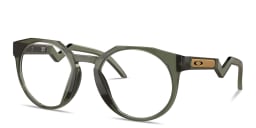 Shop Oakley HSTN Round Eyeglasses in Olive Green online.