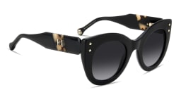 Shop Carolina Herrera Logo Cat-Eye Sunglasses in Black Havana online.