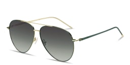 Shop Hugo Boss Engraved Logo Pilot Sunglasses in Gold Green online.