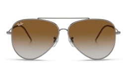 Shop Ray-Ban Reverse Unisex Pilot Sunglasses in Gunmetal/Clear Gradient Brown online.