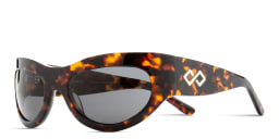 Shop Karen Wazen Swim Oval Sunglasses in Tortoise online.