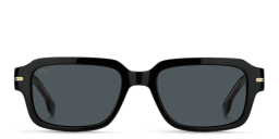 Shop Hugo Boss Logo Signature Rectangle Sunglasses in Black/Blue online.