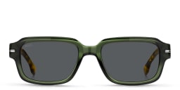 Shop Hugo Boss Logo Signature Rectangle Sunglasses in Grey/Grey online.