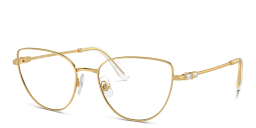 Shop Swarovski Rhinestone-Embellished Cat-Eye Eyeglasses in Gold online.