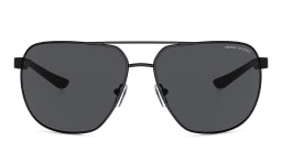 Shop Armani Exchange A|X Logo Pilot Sunglasses in Black/Dark Grey online.