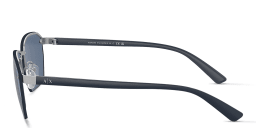 Shop Armani Exchange Half-Rim Irregular Sunglasses in Silver online.