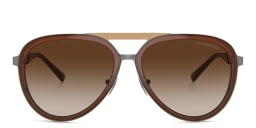 Shop Emporio Armani Pilot Sunglasses in Brown online.