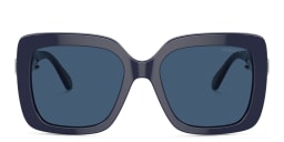 Shop Swarovski Crystal-Embellished Square Sunglasses in Blue online.