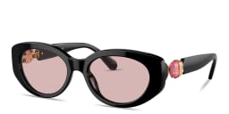 Shop Swarovski Crystal-Embellished Oval Sunglasses in Black online.
