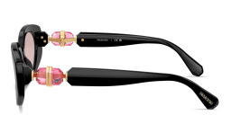 Shop Swarovski Crystal-Embellished Oval Sunglasses in Black online.