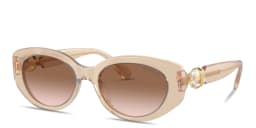 Shop Swarovski Crystal-Embellished Oval Sunglasses in Transparent Beige online.