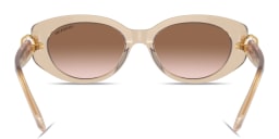 Shop Swarovski Crystal-Embellished Oval Sunglasses in Transparent Beige online.