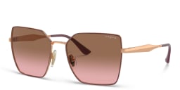 Shop Vogue Eyewear Logo-Engraved Oversized Square Sunglasses in Rose Gold online.