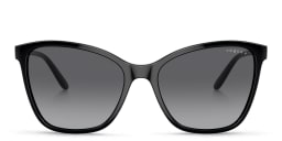 Shop Vogue Eyewear Logo-Print Cat-Eye Sunglasses in Black online.