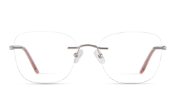Shop TRICE Logo Rimless Square Eyeglasses in Silver online.