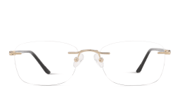 Shop TRICE Logo Rimless Rectangle Eyeglasses in Gold online.