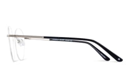 Shop TRICE Logo Rimless Round Eyeglasses in Silver online.