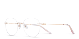 Shop TRICE Logo Rimless Round Eyeglasses in Gold online.