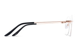 Shop TRICE Logo Rimless Round Eyeglasses in Rose Gold online.