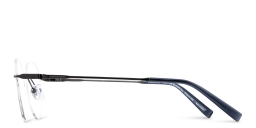 Shop TRICE Logo Rimless Round Eyeglasses in Gunmetal online.