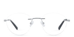 Shop TRICE Logo Rimless Round Eyeglasses in Silver online.