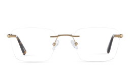 Shop TRICE Logo Rimless Square Eyeglasses in Gold online.