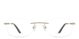 Shop TRICE Logo Rimless Rectangle Eyeglasses in Gold online.