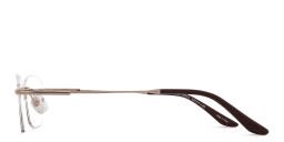 Shop TRICE Logo Rimless Rectangle Eyeglasses in Rose Gold online.