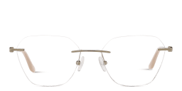 Shop TRICE Logo Rimless Irregular Eyeglasses in Gold online.
