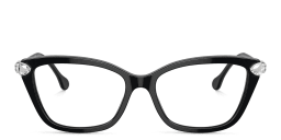 Shop Swarovski Crystal-Embellished Wide Cat-Eye Eyeglasses in Black online.
