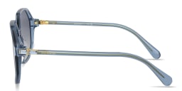 Shop Swarovski Rhinestone-Embellished Oversized Irregular Sunglasses in Blue online.
