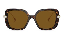 Shop Swarovski Crystal-Embellished Oversized Square Sunglasses in Havana online.