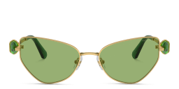 Shop Swarovski Crystal-Studded Irregular Sunglasses in Gold online.
