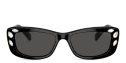 Shop Swarovski Rhinestone Rectangle Sunglasses in Black/Dark Grey online.