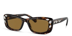 Shop Swarovski Rhinestone Rectangle Sunglasses in Havana online.