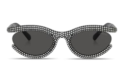 Shop Swarovski Crystal-Embedded Oval Sunglasses in Black online.