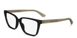 Shop Calvin Klein Logo Rectangle Eyeglasses in Black online.