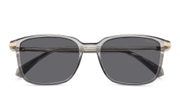 Shop Polaroid Logo Square Sunglasses in Transparent Beige online.