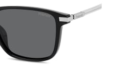Shop Polaroid Engraved Logo Square Sunglasses in Black online.