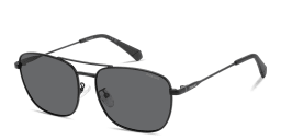 Shop Polaroid Engraved Logo Square Sunglasses in Matte Black online.