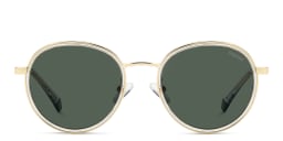 Shop Polaroid Logo Unisex Round Sunglasses in Gold/Green online.