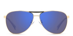 Shop Polaroid Logo Aviator Sunglasses in Gold online.