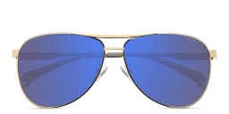 Shop Polaroid Logo Aviator Sunglasses in Gold online.