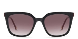 Shop Carolina Herrera Logo Square Sunglasses in Black online.