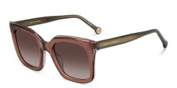 Shop Carolina Herrera Logo Square Sunglasses in Brown online.