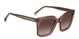 Shop Carolina Herrera Logo Square Sunglasses in Brown online.